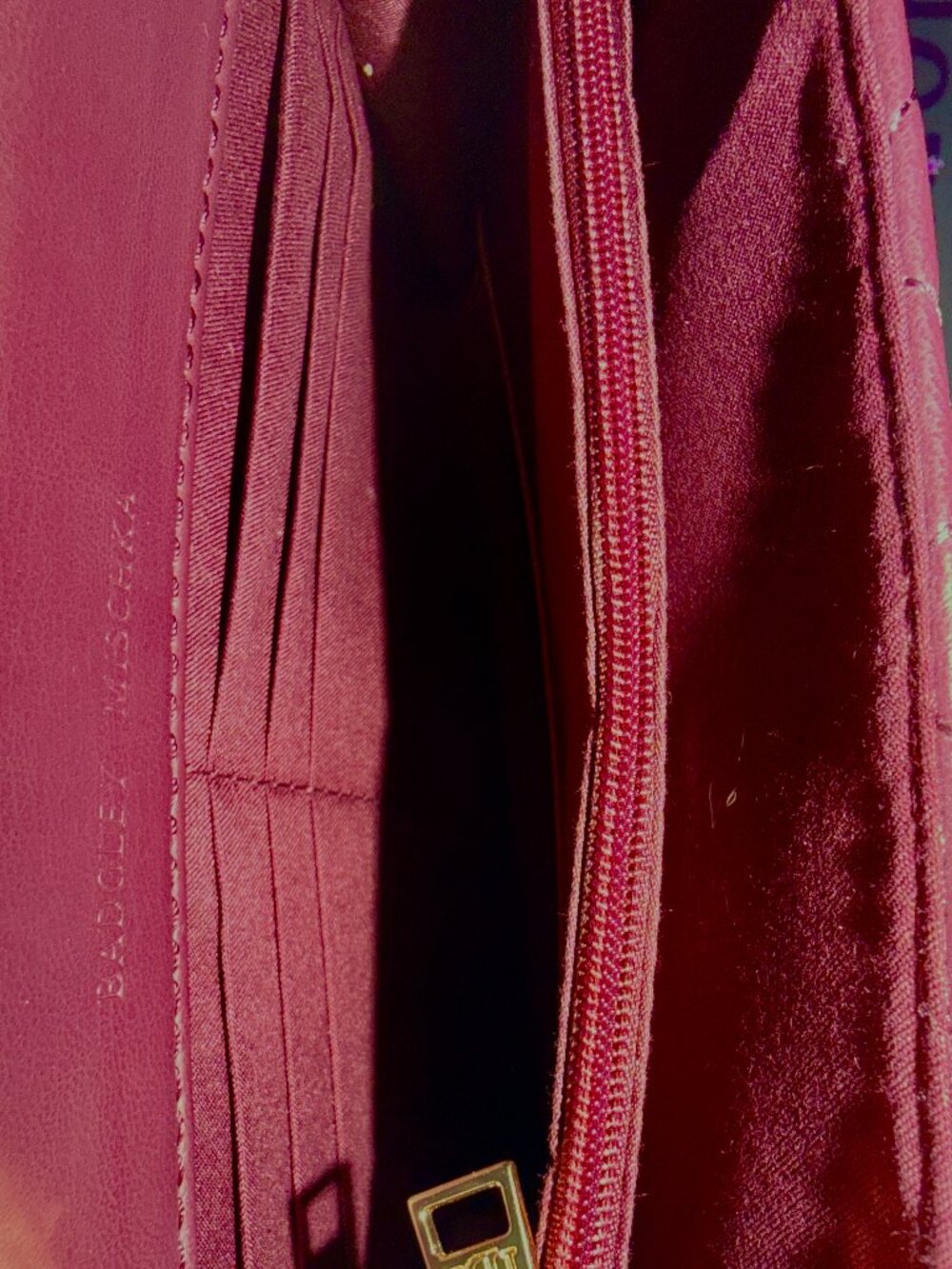 Badgley Mischka Diamond Quilted Burgundy/Plum Envelope Bag - Picture 5 of 7